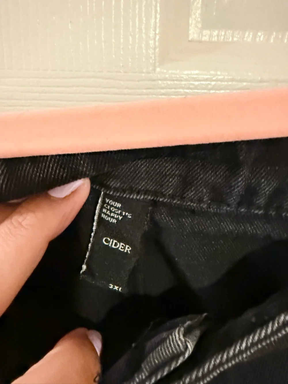 Cider Black Pleated Denim Shorts